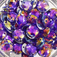 Plastic Purple AB Sew On Stones