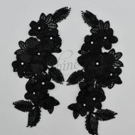 Large 3D Motif with Diamantes & Detailed Leaves Pair Black #04
