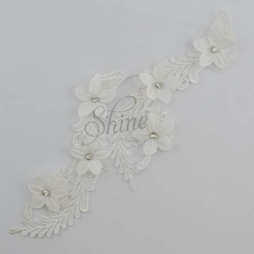 Swirl 3D Motif with Diamantes Pair White #34