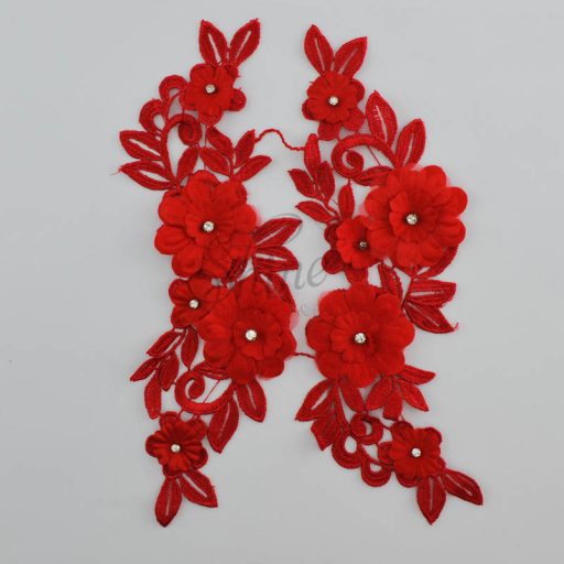 Large Swirl 3D Motif with Diamantes Pair Rosso #02-1