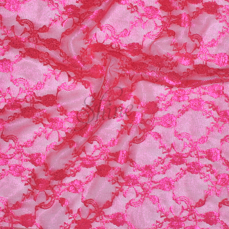 Grace Foil Stretch Lace Coral | Shine Trimmings & Fabrics