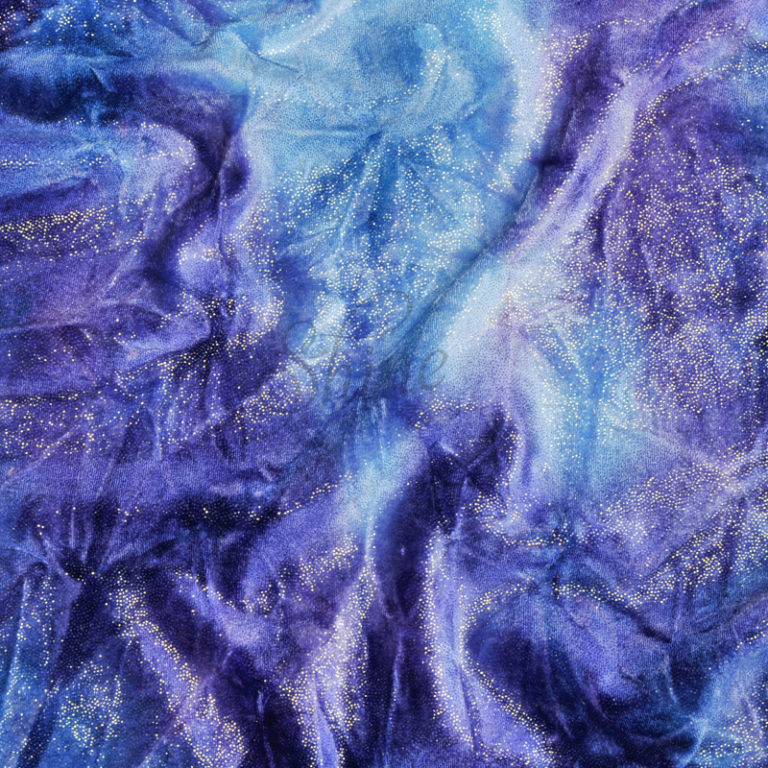 Sparkle Tie Dye Velvet Blue Shine Trimmings & Fabrics