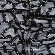 Showtime Sequin Embroidery Stretch Mesh Black