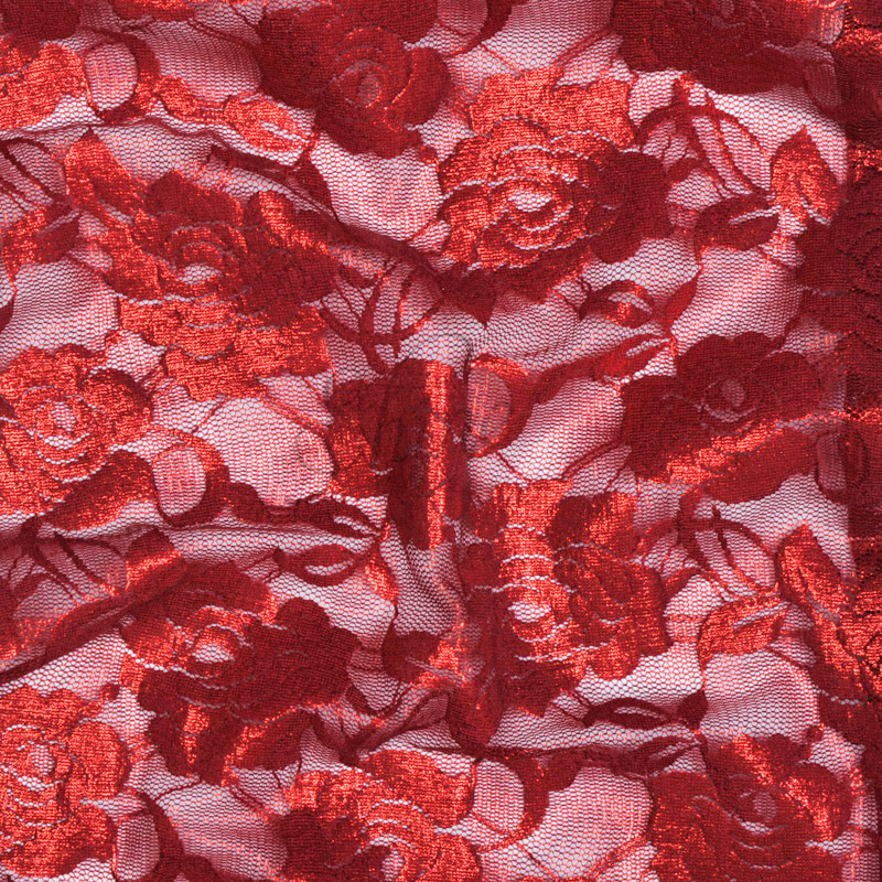 Valentina Foil Stretch Lace Merlot | Shine Trimmings & Fabrics