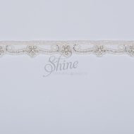 Small Delicate Embroidery Lace Trim with Metallic Silver Thread Ivory