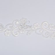 Guipure Lace Trimming with Floral Swirl Design - White