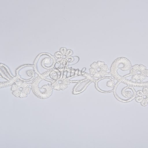 Guipure Lace Trimming with Floral Swirl Design - White