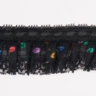 Gathered Nylon Lace Trimming with Balloon Decoration Black