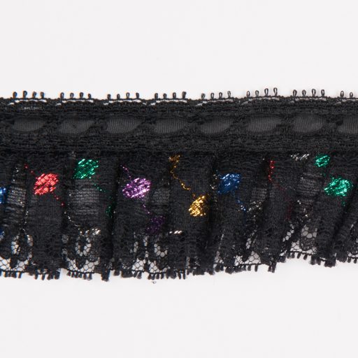 Gathered Nylon Lace Trimming with Balloon Decoration Black