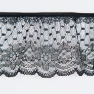 Gathered Nylon Lace Trimming 2231 Black/Silver