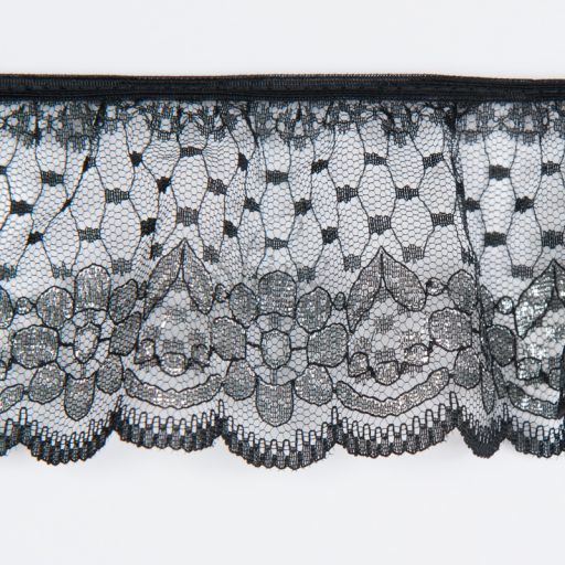 Gathered Nylon Lace Trimming 2231 Black/Silver