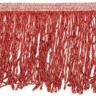 Metallic Stretch Looped Fringe 6" Red/Gold