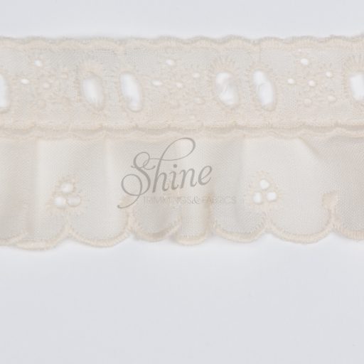 Gathered Broderie Anglaise Cambric Lace Trimming 3165/TC076S - Cream