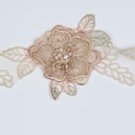 Floral Organza and Diamante 3D Lace Cream/Dusty Pink