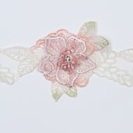 Floral Organza and Diamante 3D Lace Ivory/Pink