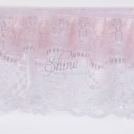 Gathered Nylon Lace Trimming 1365/188 Pale Pink/White