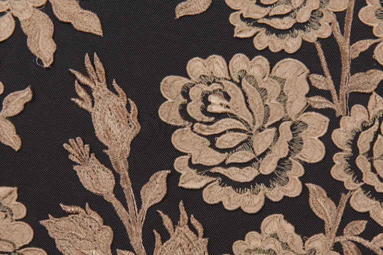 Embroidered Metallic Gold Roses | Shine Trimmings & Fabrics