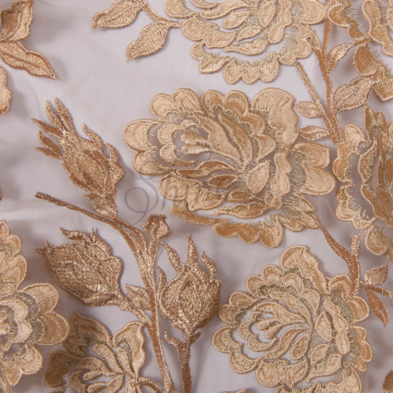 Embroidered Metallic Gold Roses | Shine Trimmings & Fabrics