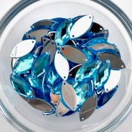 Plastic Aqua Sew On Stones Eye 8x20mm