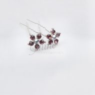Amethyst Flower Diamante Bun Pin