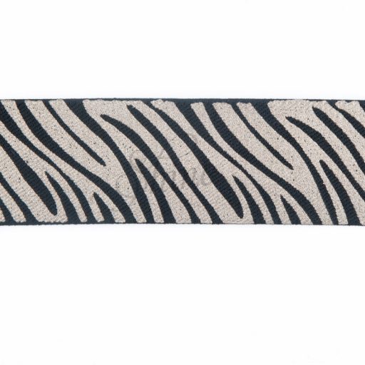 Belting Elastic Gold Tiger Animal Print on Firm Black 50mm