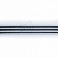 Belting Elastic - Black/White Stripe on Soft Elastic 25mm