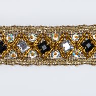 Metallic Trim 252 Gold with Black and Crystal Stones