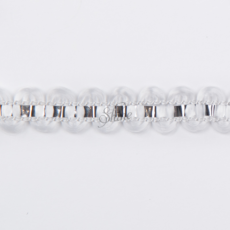 Cotton Trim with Metallic Silver Detail 330 White | Shine Trimmings ...