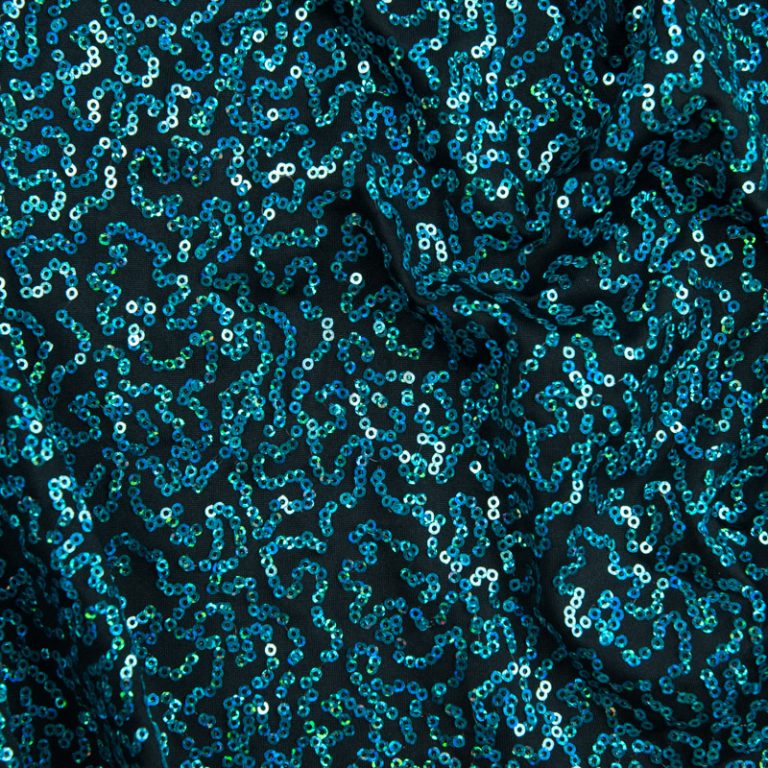 Broadway Sequin Fabric Black Aqua Hologram Sequin Shine Trimmings And Fabrics