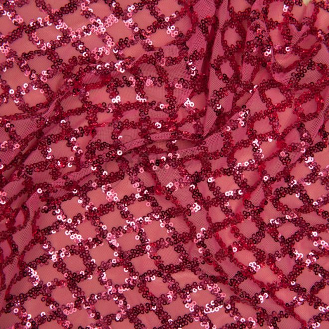 Sequin Diamond Stretch Mesh – Cerise – Shine Trimmings & Fabrics