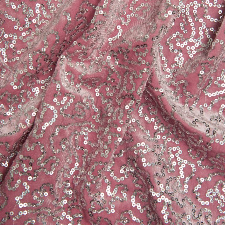 Velvet Broadway – Pale Pink – Silver Sequin – Shine Trimmings & Fabrics