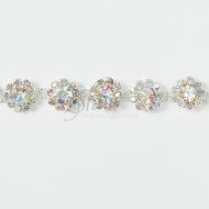 Daisy Chain Glass Diamante Trimming - Silver Crystal AB