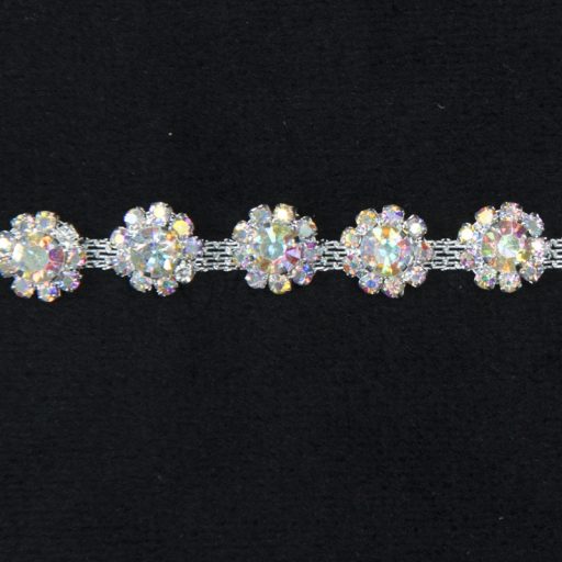 Daisy Chain Glass Diamante Trimming - Silver Crystal AB - Image 2