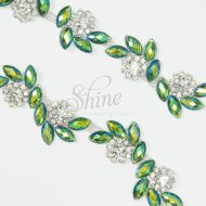 Enchantress Green AB Glass Diamante Trimming Silver