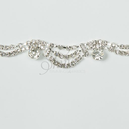 Festoon Diamante Trimming - Silver - Image 2