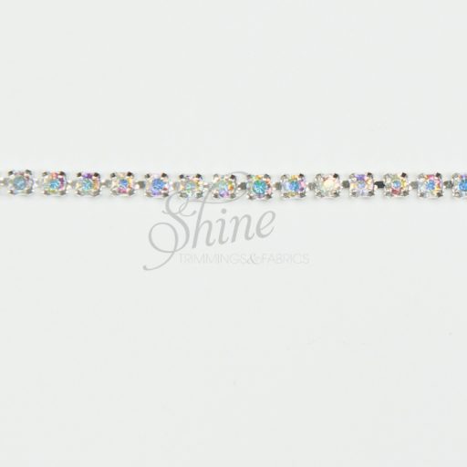 Single Row Diamante Trimming -Silver/Crystal AB