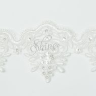 Sequin & Corded Lace Scalloped Edging - White