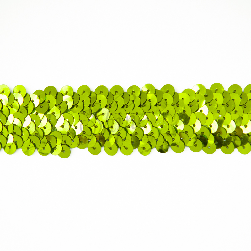 Sequin Trim Stretch 30mm - Lime