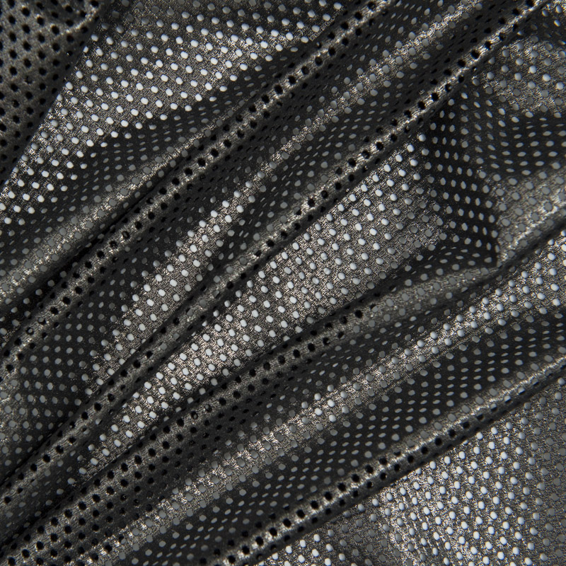 Luxe Eyelet Stretch Nylon with Foil – Gunmetal on Black | Shine ...