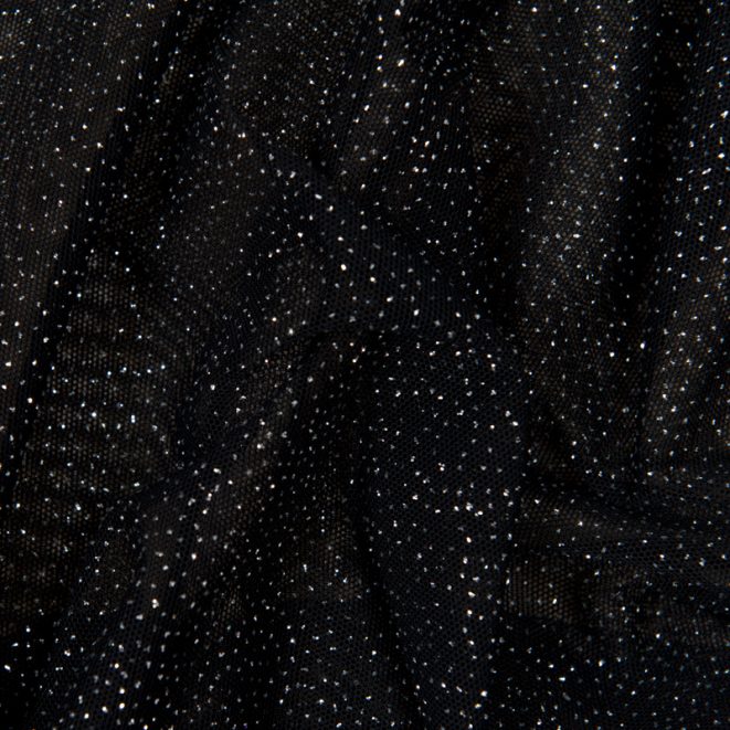 Glitter Stretch Mesh Black/Silver Shine Trimmings & Fabrics
