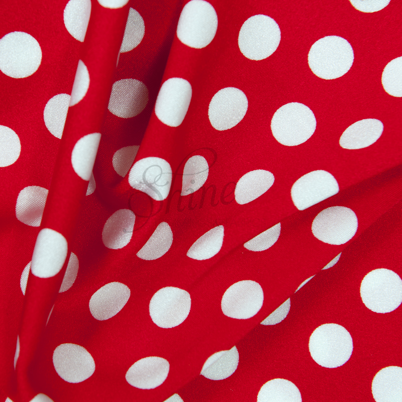 Polka Dot Print Stretch Spandex – Red/White | Shine Trimmings & Fabrics