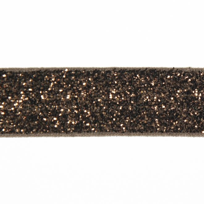 Stretch Glitter Elastic – Chocolate Brown 17mm | Shine Trimmings & Fabrics