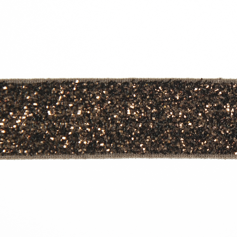 Stretch Glitter Elastic – Chocolate Brown 17mm | Shine Trimmings & Fabrics