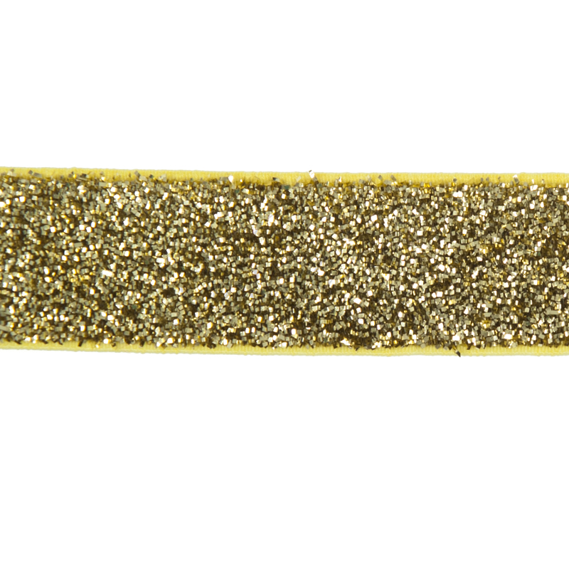 Stretch Glitter Elastic Trim – Gold 17mm | Shine Trimmings & Fabrics