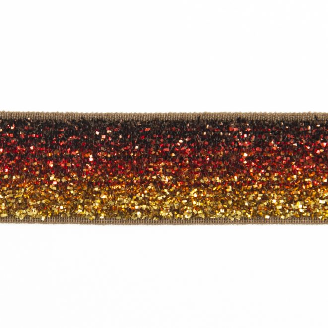 Stretch Glitter Elastic – Red Yellow 17mm | Shine Trimmings & Fabrics