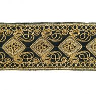 Metallic Diamond Indian Trim - Black Pale Gold
