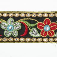 Indian Mirrored Flowers Trim - Multi