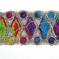 Embroidered Diamonds Lace Trim - Gold Multi