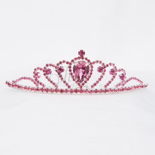 Rania Pink Diamantes Tiara - Silver