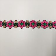 Pink Floral Iron On Embroidered Trimming